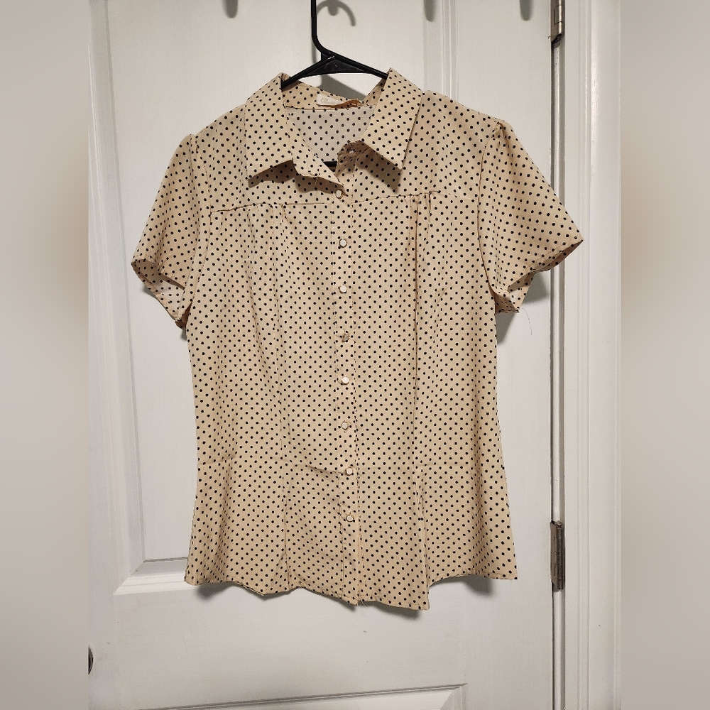 Belle Poque button up short sleeve blouse NWT size large